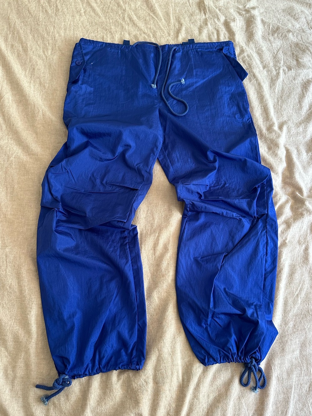 Electric Blue Parachute Jogger Pants Size Small
